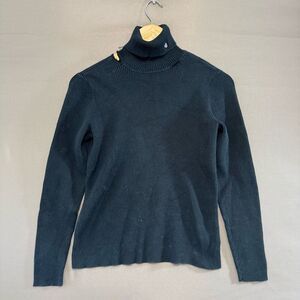 Lauren Ralph Lauren Black Ribbed Women’s Sweater Size Medium Turtle Neck Preppy
